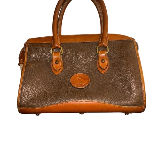 Dooney & Bourke Handbags - Dooney & Bourke AWL Speedy Chocolate and Caramel Satchel Vintage
